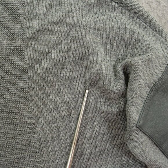 AX Armani Exchange Cardigan Sweater Womens Medium Gray Wool Leather - Picture 14 of 16